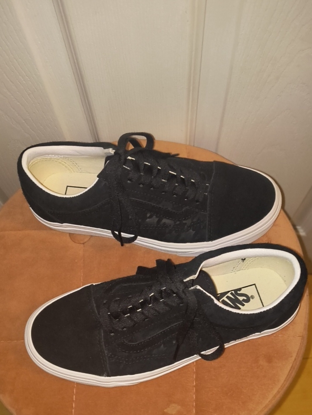 Vans Old Skool Houndstooth Embossed Black Suede Sneakers Size 8 Women's - Picture 4 of 8